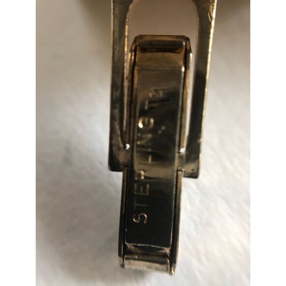 Vintage 1950's Square Cufflinks With Green Inlaid Gold Edges Stamped Sterling - Picture 8 of 10